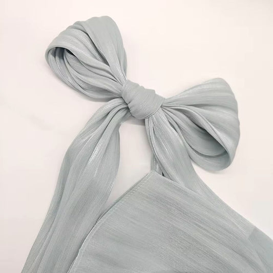 ET-FEATHER GREY ORGANZA SILK-HIJAB