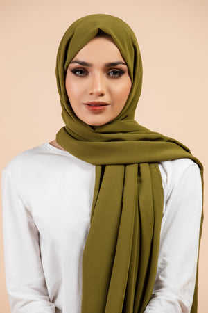 ET-OLIVE GREEN GEORGETTE-HIJAB