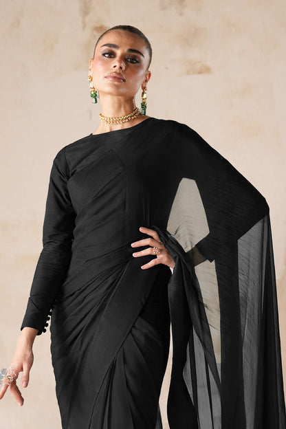ET-PLAIN BLACK-SAREE