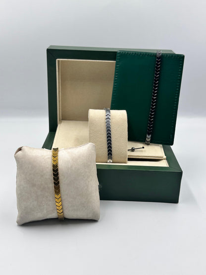 🖤 2 Bracelets of Hematite Arrows – Unisex Energy Stone