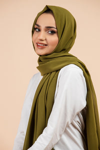 ET-OLIVE GREEN GEORGETTE-HIJAB
