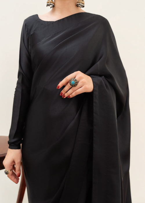 ET-PLAIN BLACK-SAREE