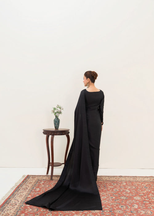 ET-PLAIN BLACK-SAREE