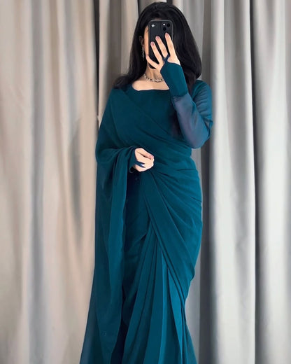 ET-OCEAN TEAL-SAREE