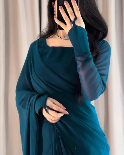 ET-OCEAN TEAL-SAREE
