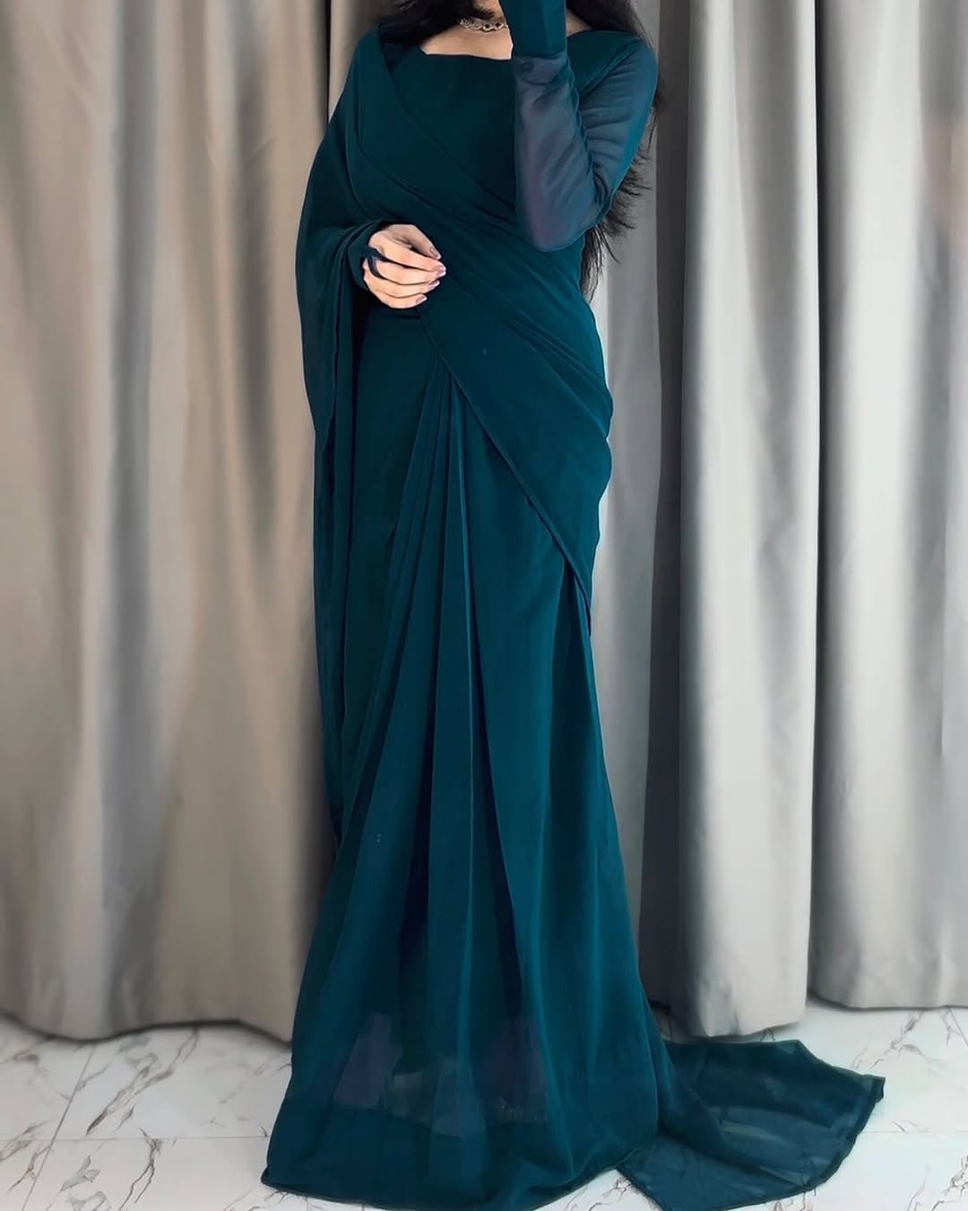 ET-OCEAN TEAL-SAREE
